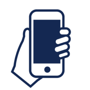 icon of a hand holding a mobile phone